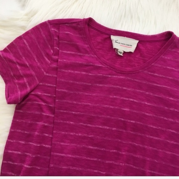 ✨5 FOR $25✨  Two by Vince Camuto Magenta Stripe Crossover Tee - Picture 3 of 6